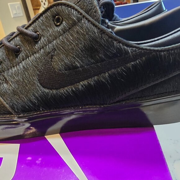 NIKE SB Zoom Janoski OG+ Skate HF3060-001 Triple Black Pony Hair 2025 MENS 10 - Picture 2 of 10